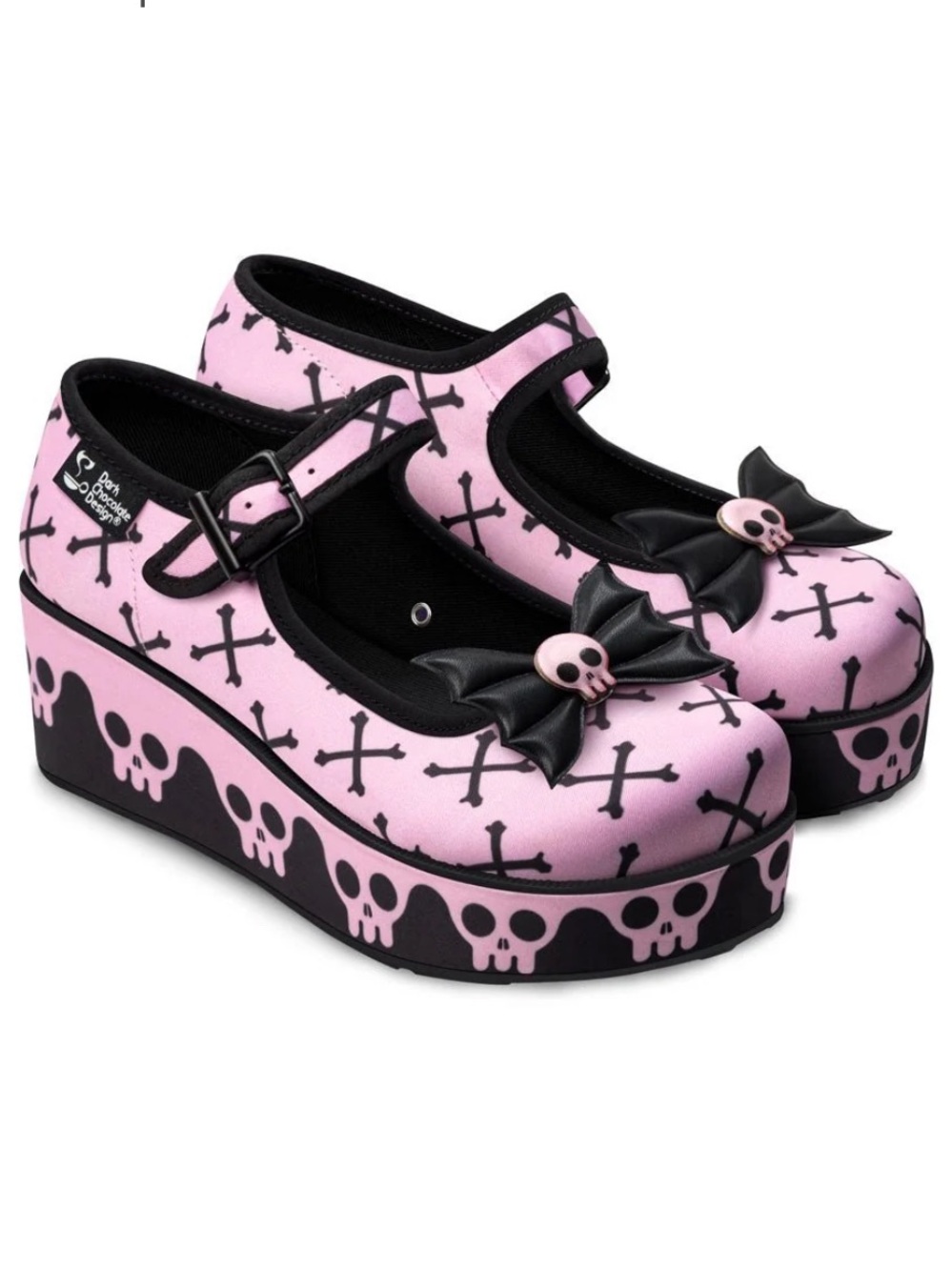 Hot Chocolate Design Chocolaticas® Pink Bones Mary Jane Platform Shoes Halloween - Picture 3 of 17